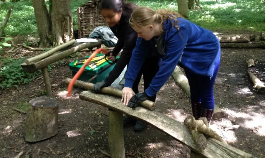 Participants managing the woodland in Frithy Wood, Suffolk