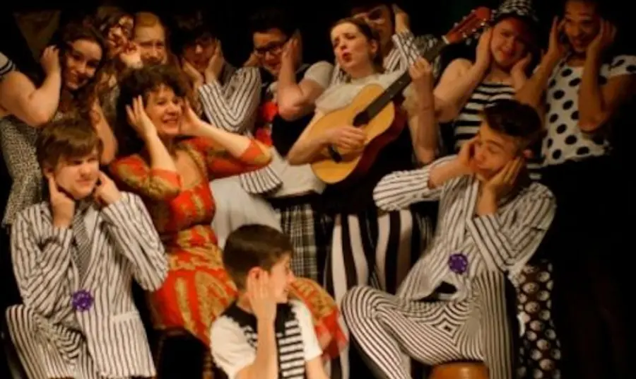 Students enacting a performance piece
