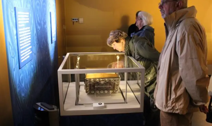 Visitors view the Lindisfarne Gospels