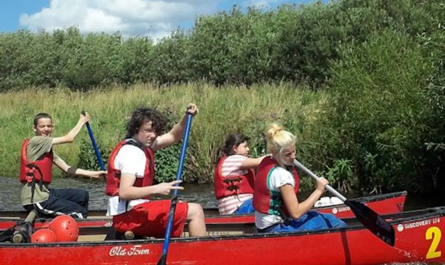 Young people kayaking