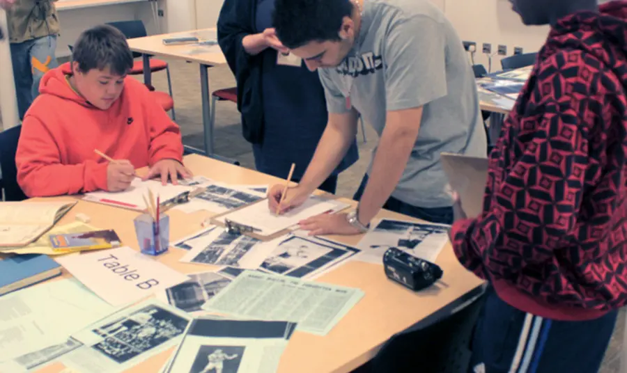 Young people researching the heritage of boxing