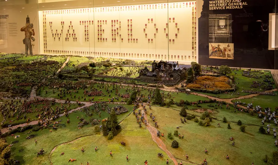 Diorama of the battle of waterloo showing different parts of the battle