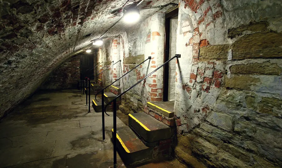 Corridor linking to the prison cells at Leeds Town Hall. Photo Kippa Matthews