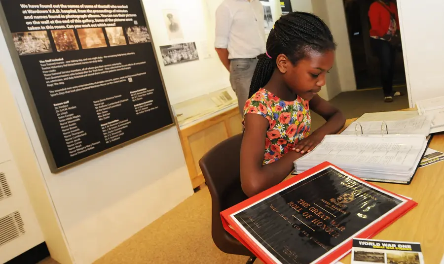 A young participant learning about the First World War
