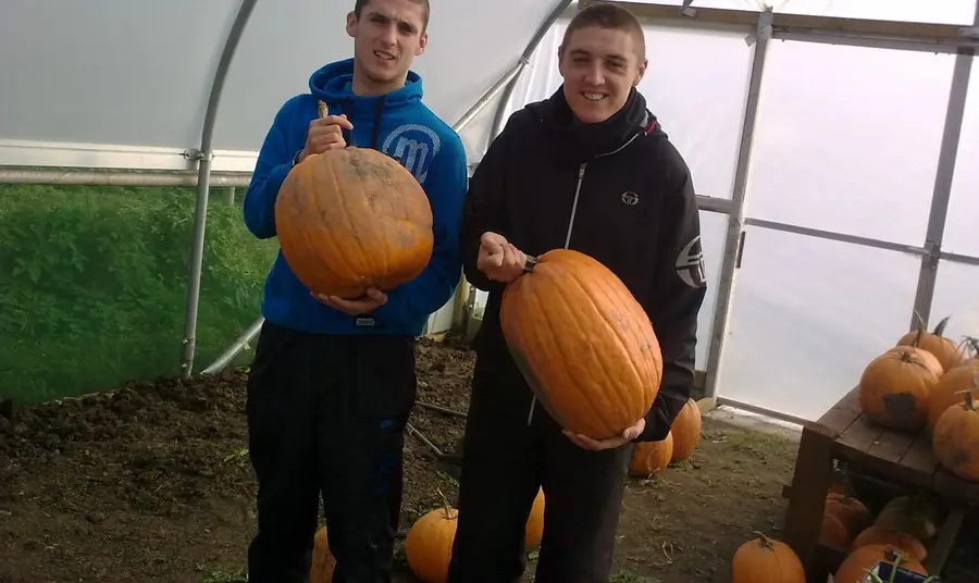 Young people showing off their food growing skills