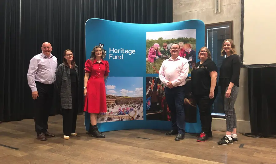 North Management team at The Bluecoat, Heritage 2033 strategy briefing The North management team standing in front of a Heritage Fund branded banner