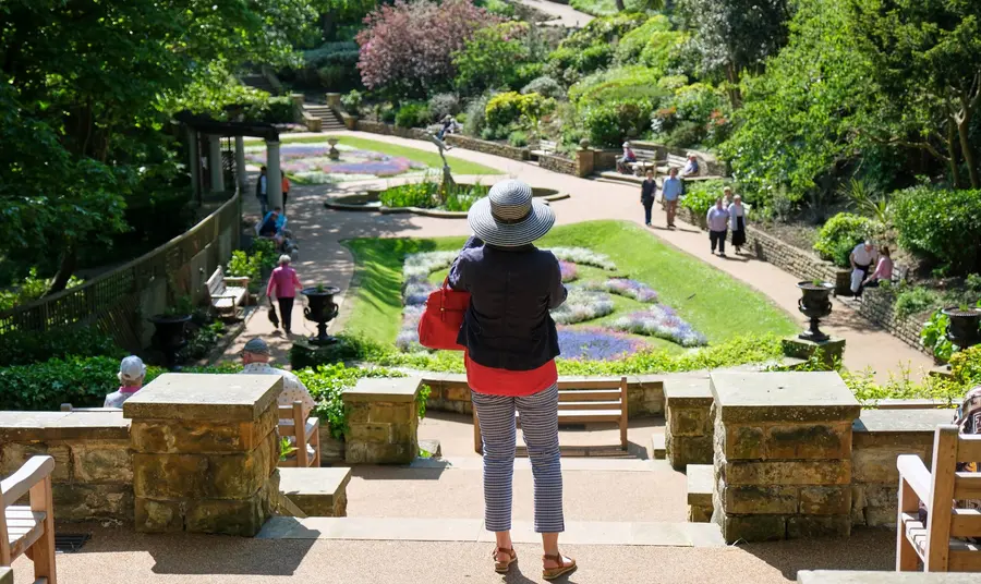 Scarborough South Cliff Gardens A person overlooking Scarborough South Cliff Gardens