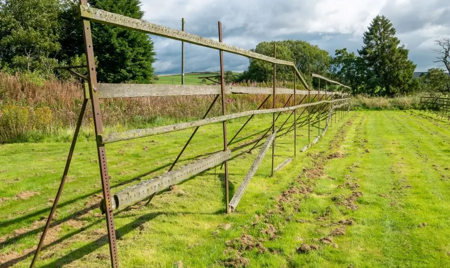 Tenter Frames at Otterburn Mill Tenter frames in a field