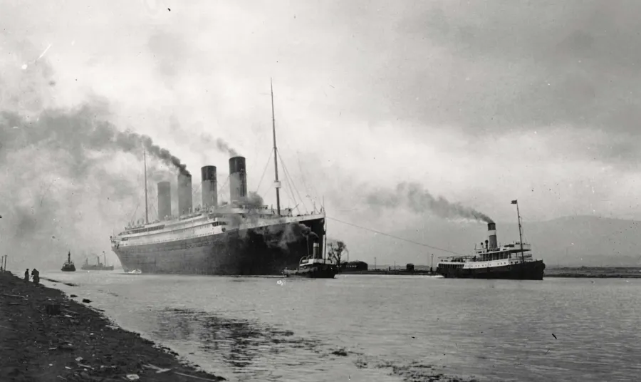 the RMS Titanic conducts sea trials in April 1912
