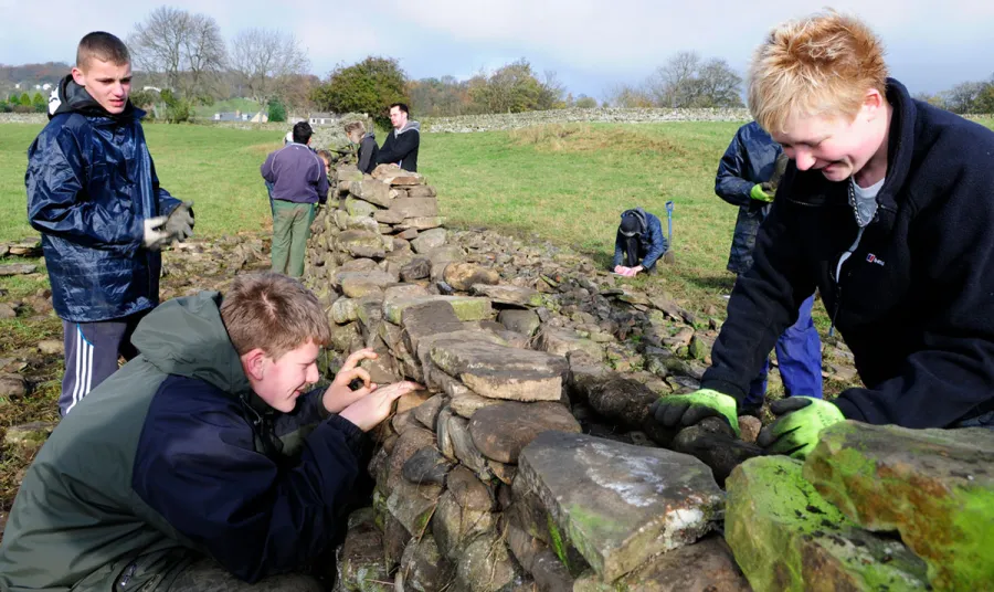Participants learn dry stone walling on an HLF-supported Heritage Grants project