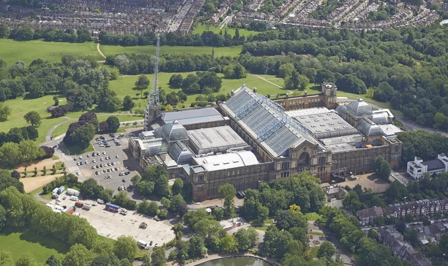 Bird's eye view of Alexandra Palace