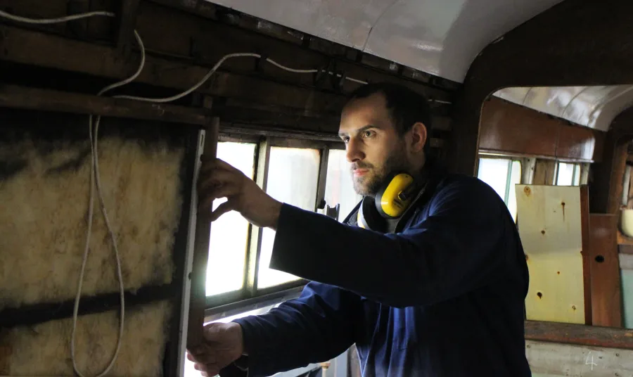 Alex Luckham working on a steam train