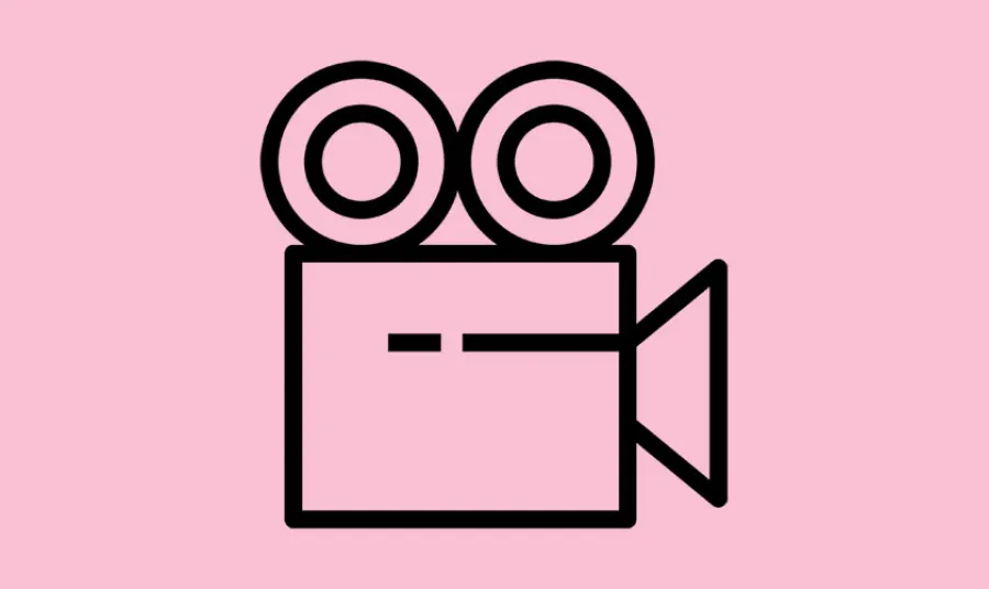A black icon showing a film projector