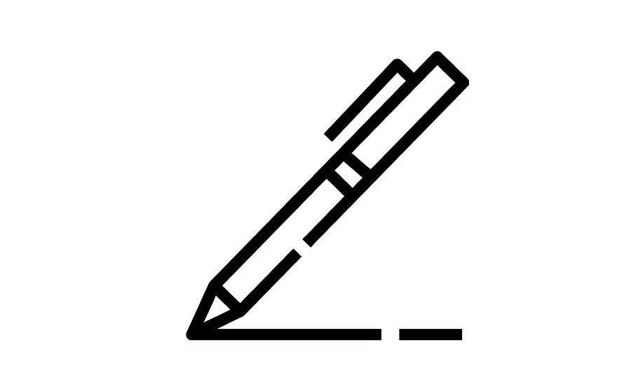 A simple drawing of a pen writing