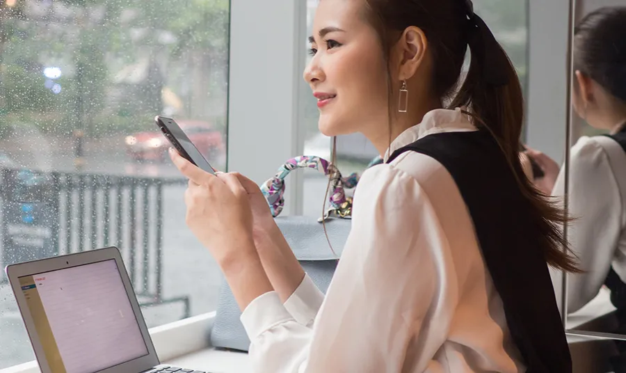 Woman working digitally