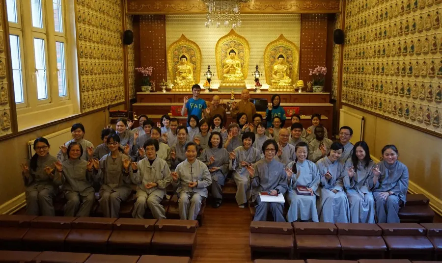 A meditation class at the temple
