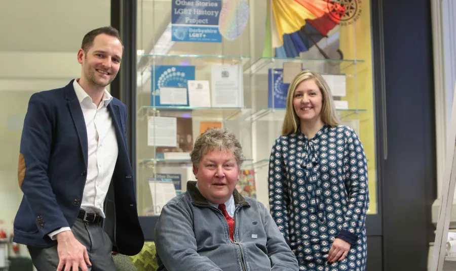 Greg Pickup, project lead, Geoff Nickolds, HLF Committee member, and Karen Millhouse, Archivist at Derbyshire Record Office