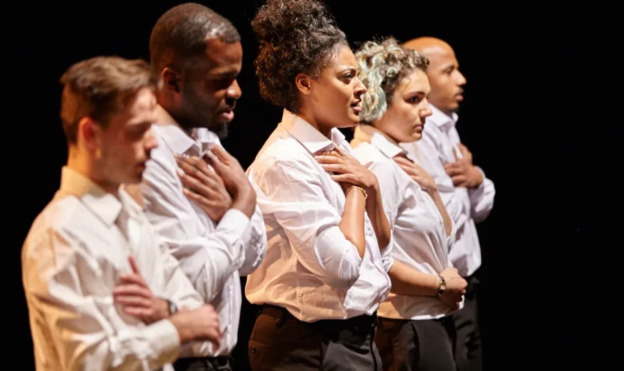 Members of Cardboard Citizens performing