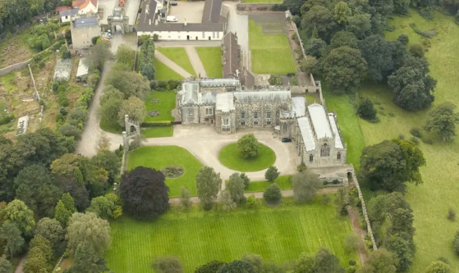 Aerial view of Auckland Castle 