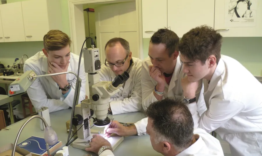 BHI tutor John Murphy and students