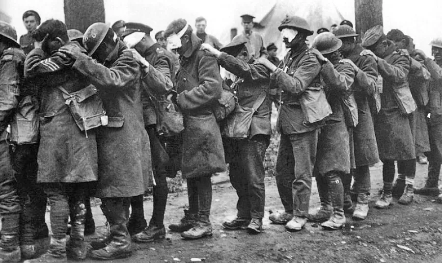 Casualties from the British 55th Division taken in April 1918