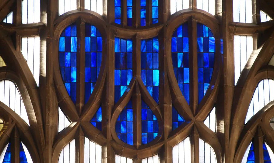 The Blue Heart Window at Queens Cross Church