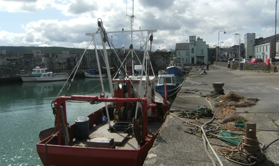 Fishing boats docked in Carnlough harbour
