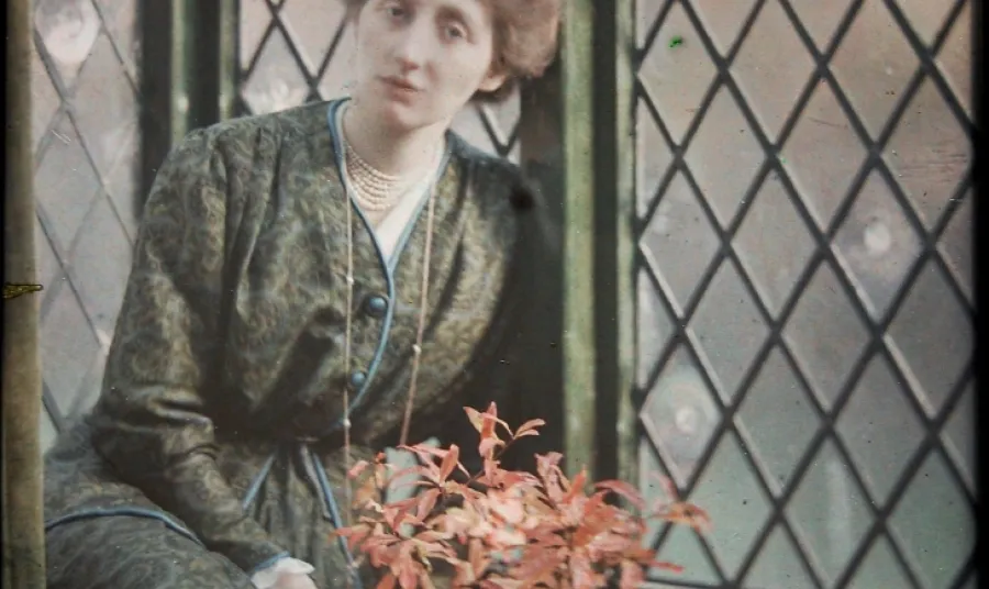 Self portrait by Olive Edis, c.1912