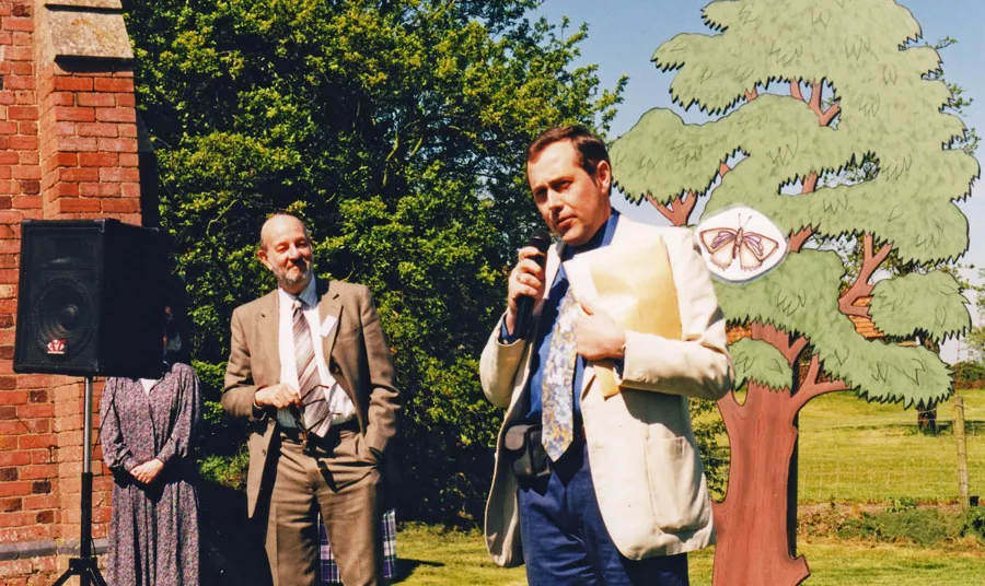 Sir Peter Luff opens Grafton Wood in 1997 with then Trust Chairman Ron Stanton