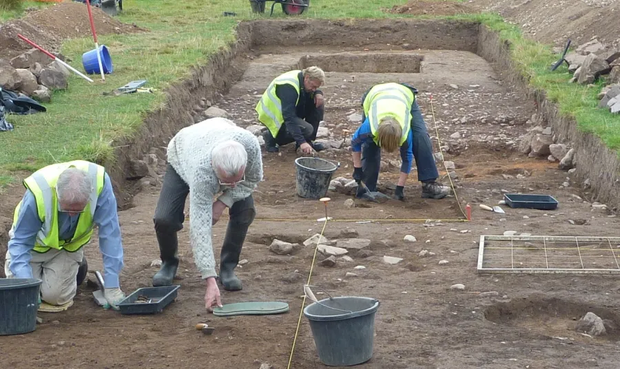 Archaeologists at the dig site