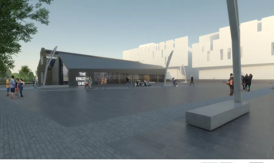 Artist's impression of the exterior of the Engine Shed conservation centre