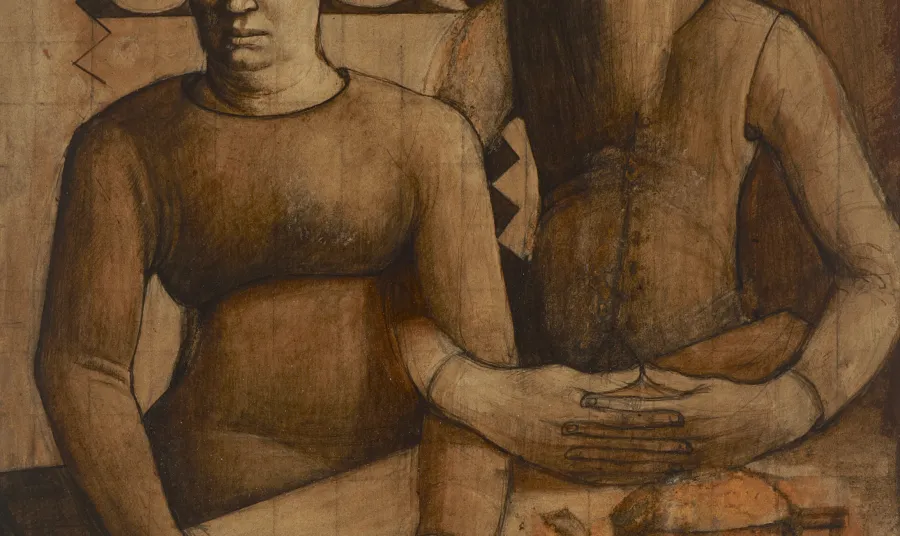 Rabbi and Rabbitzin, 1914,  by Mark Gertler (1891-1939)