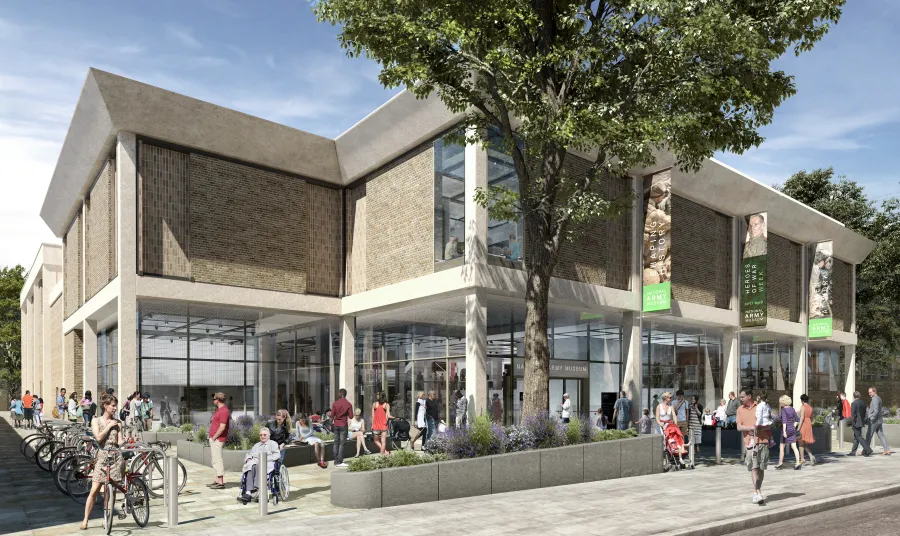 Exterior CGI of completed National Army Museum 