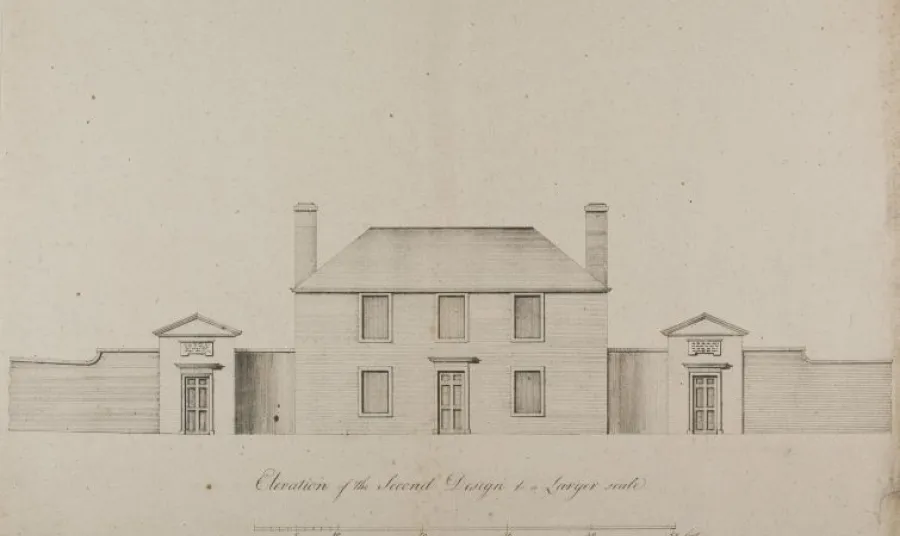 The original 18th century James Craig drawing of the Botanic Cottage in the Leith Walk Botanic Garden