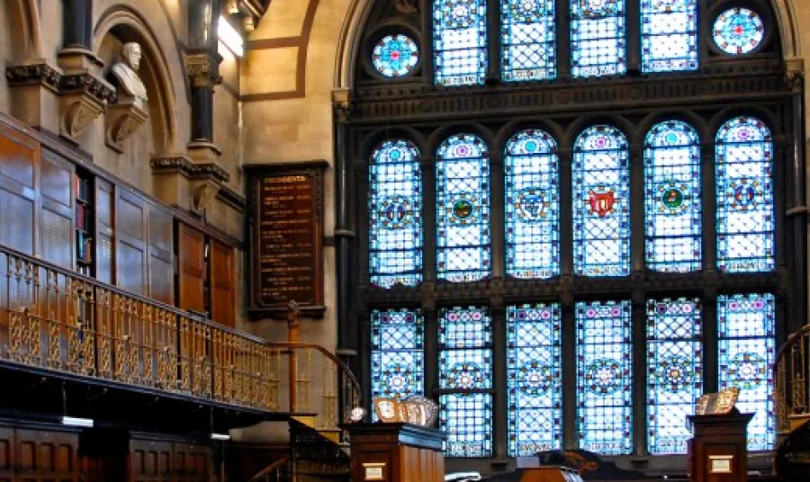 Stained glass window in the Institute's libary