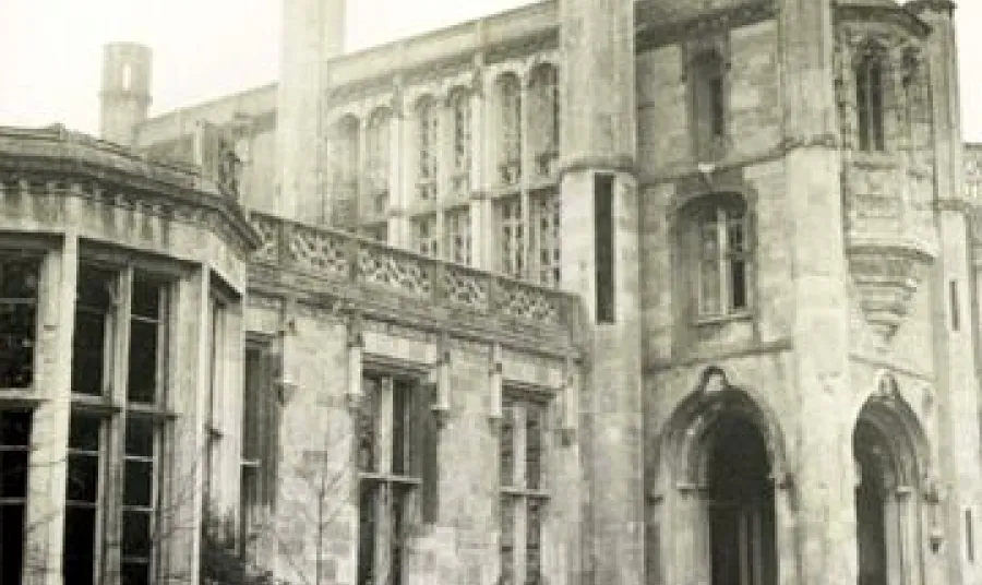 A derelict Highcliffe Castle before restoration