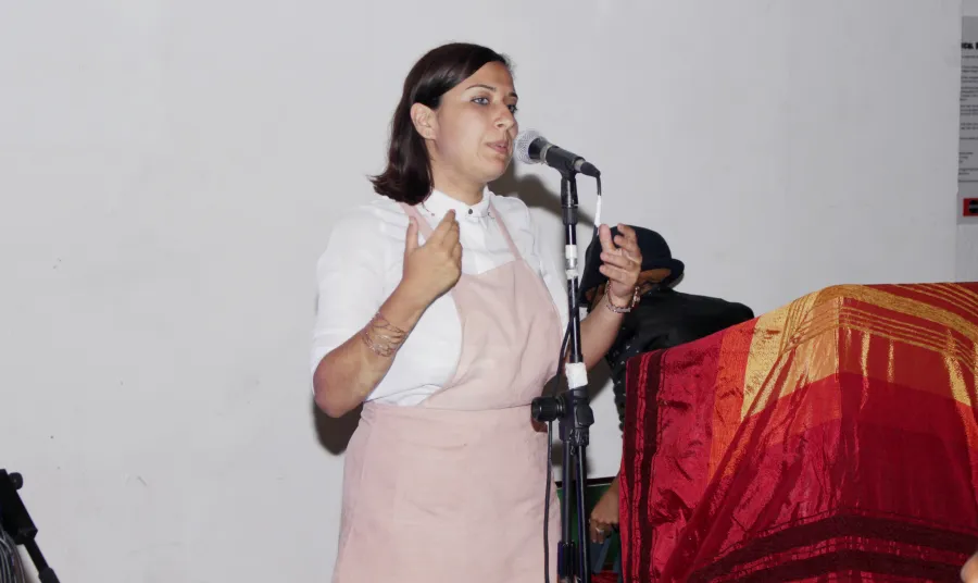 Anisa Haghdadi speaks at the final Routes2Roots event
