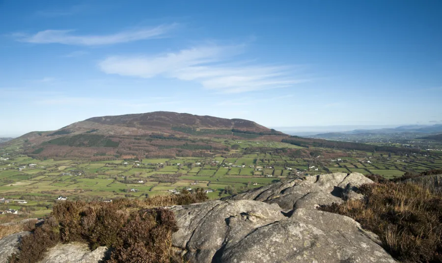 Outside view across the Slieve Gullion landscape in Northern Ireland