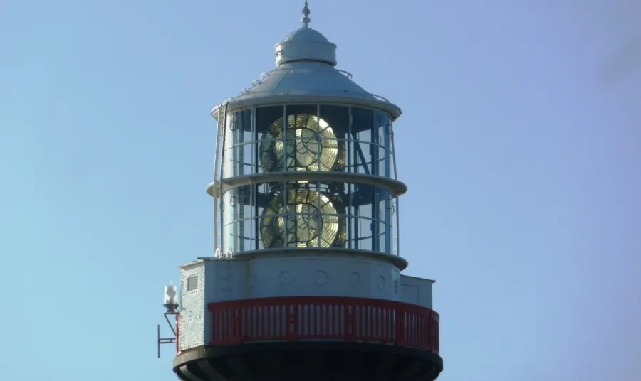 Close up of Mew Island lighthouse with optic