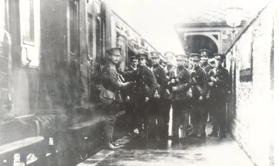 First World War soldiers leaving by train from Peterborough
