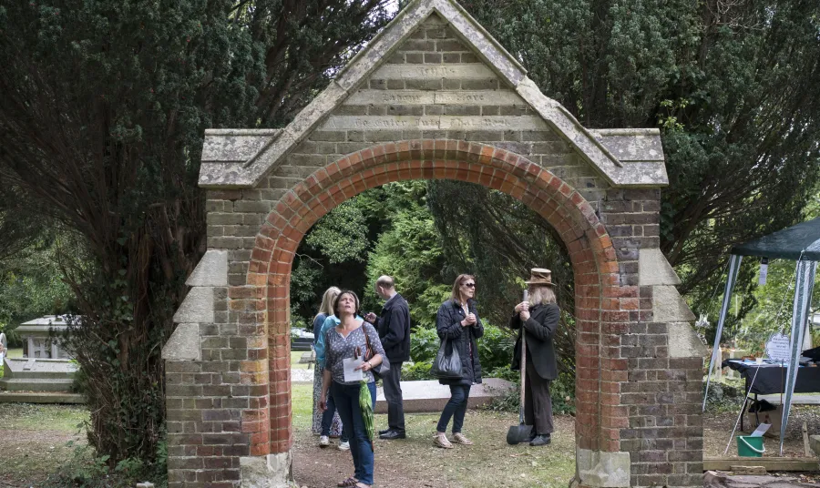 Mr Ghost tells visitors the story of Rectory Lane Cemetery
