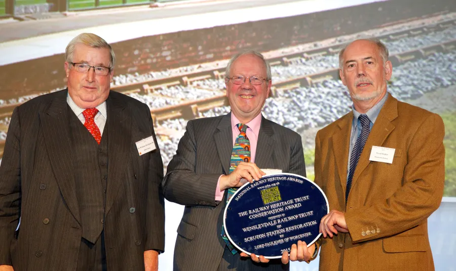 David Walker receives NRHA award from Lord Faulkner of Worcester & Sir William McAlpine