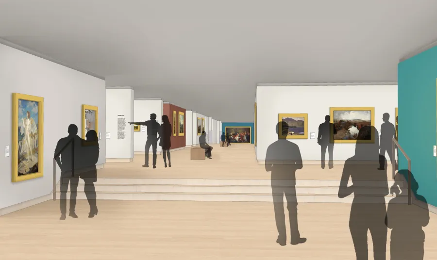 Graphic interpretation of Long Gallery at Scottish National Gallery