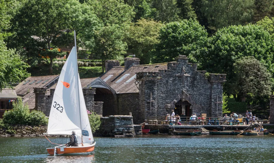 Photograph of historic boathouses at Fell Foot park