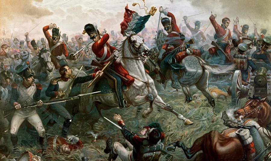 Painting depicting the Battle of Waterloo