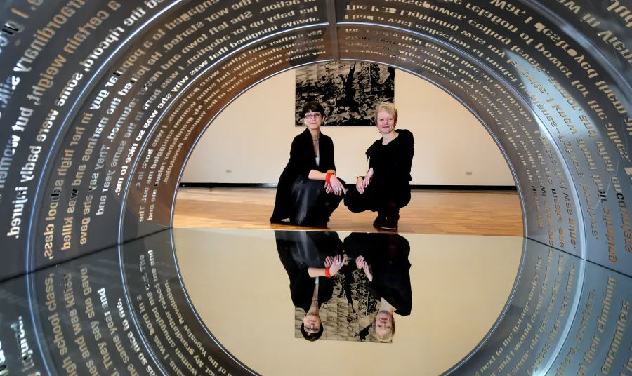 Sara Hilton and Maria Balshaw at the Whitworth
