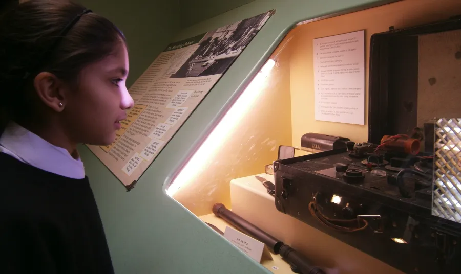 Girl looking at display
