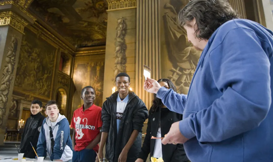Young people in the Painted Hall, Greenwich