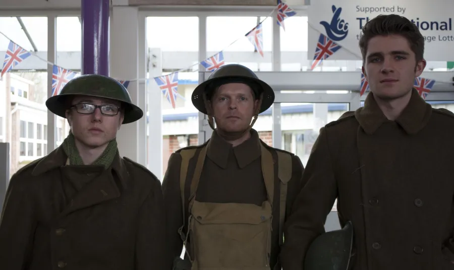 Students in First World War uniforms
