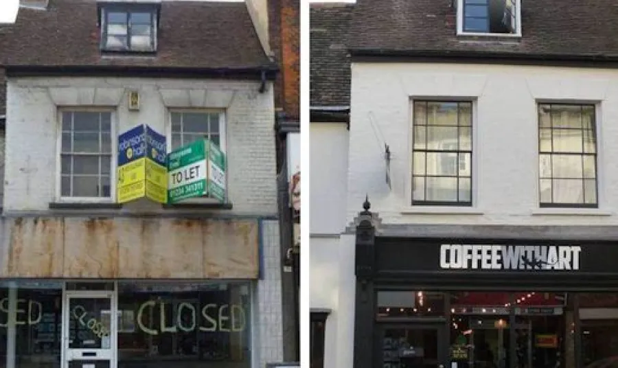 An example of Bedford High Street: before and after the project